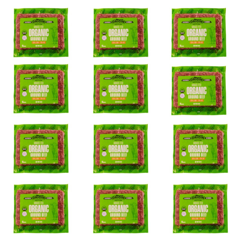 Ground Beef Box - 100% Grass-fed & Organic Certified 85% Lean & 15% Fat Ground Beef 16oz